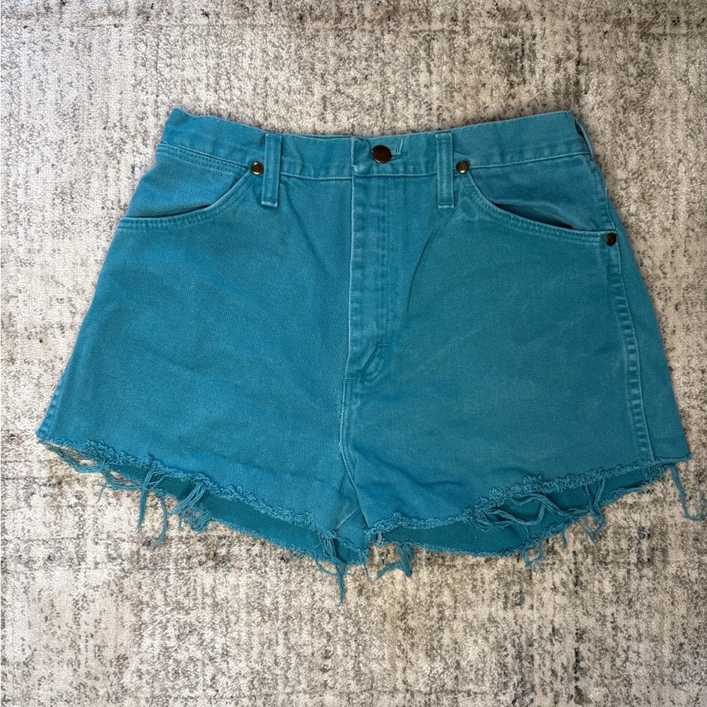 Wrangler Teal Blue Denim Cutoff Shorts